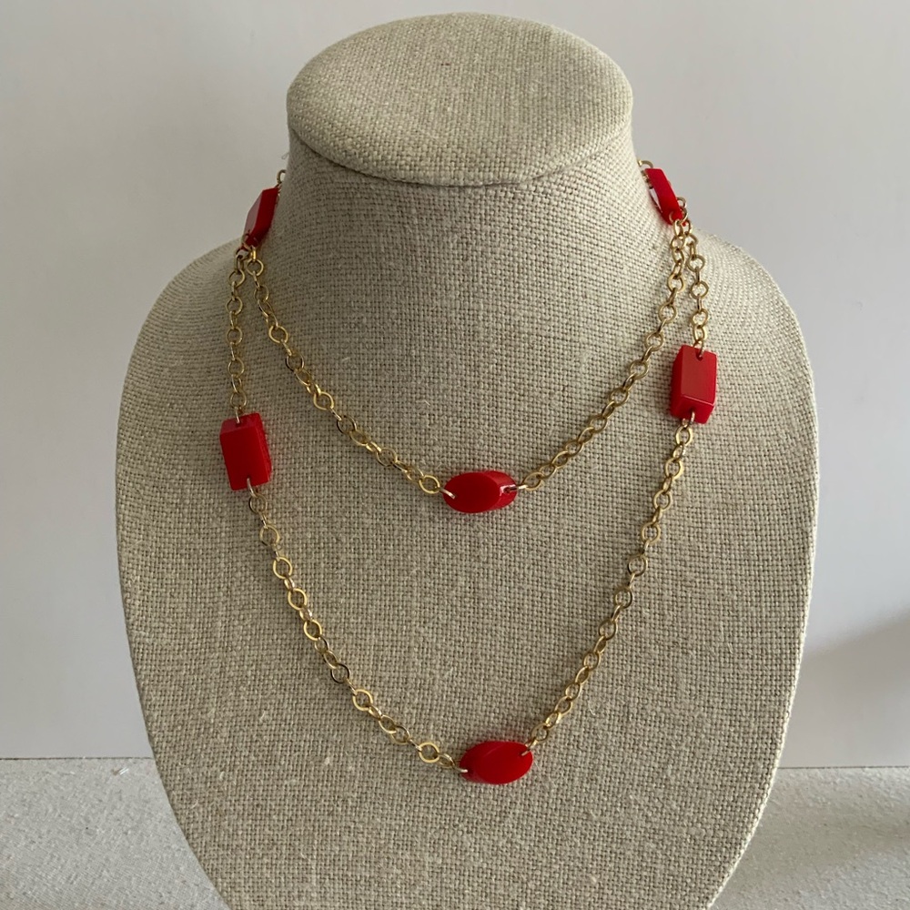 Red&Gold Long Necklace